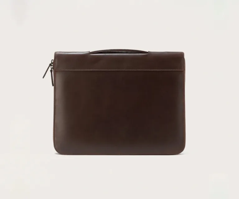The Eclectic Vintage Brown Leather Folio Organizer Luxury Handcrafted Leather Bag — Front Exterior Hero Presentation