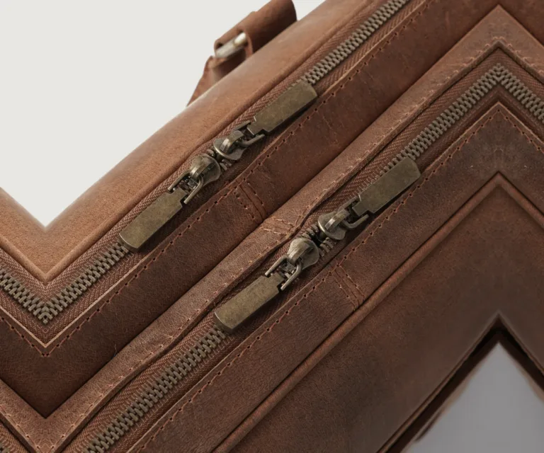 The Preston Vintage Tan Leather Briefcase Luxury Handcrafted Leather Bag — Artisan Hardware & Zipper Craftsmanship