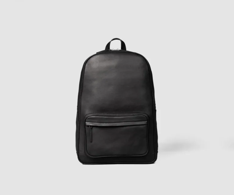 The Philos Black Leather Backpack — Hero Presentation