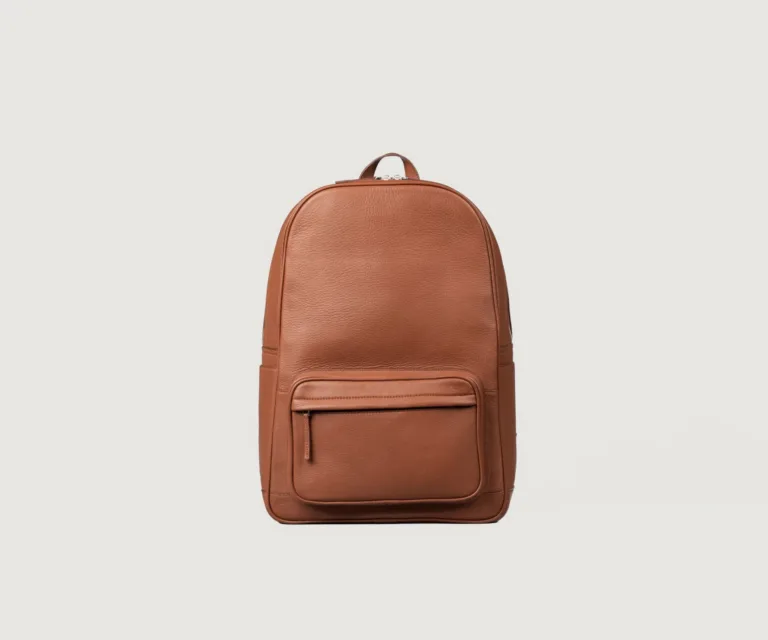 The Philos Brown Leather Backpack — Front Hero View