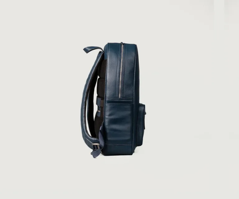 The Philos Midnight Blue Leather Backpack Luxury Handcrafted Leather Bag — Artisan Hardware & Zipper Craftsmanship