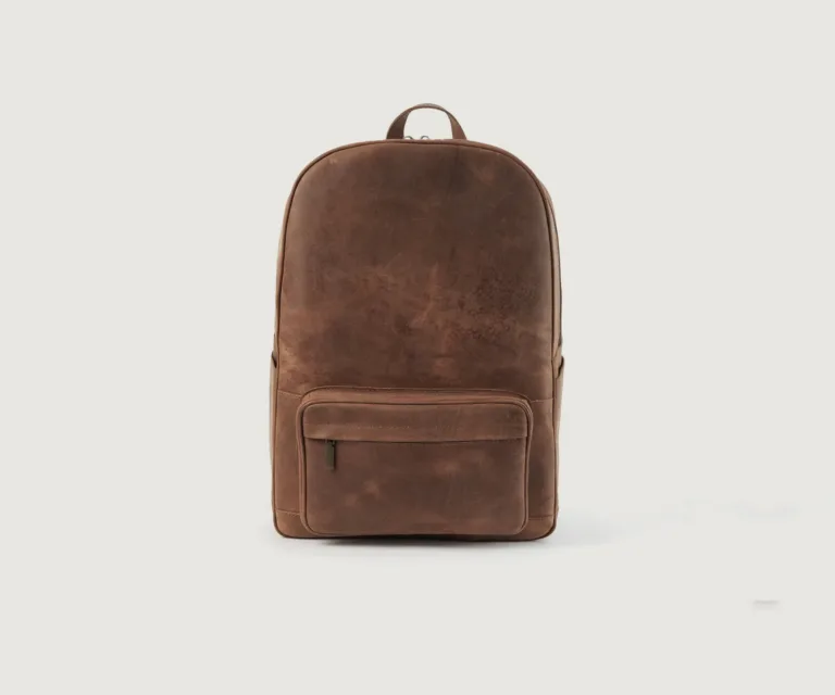 The Philos Vintage Tan Leather Backpack Luxury Handcrafted Leather Bag — Front Exterior Hero Presentation