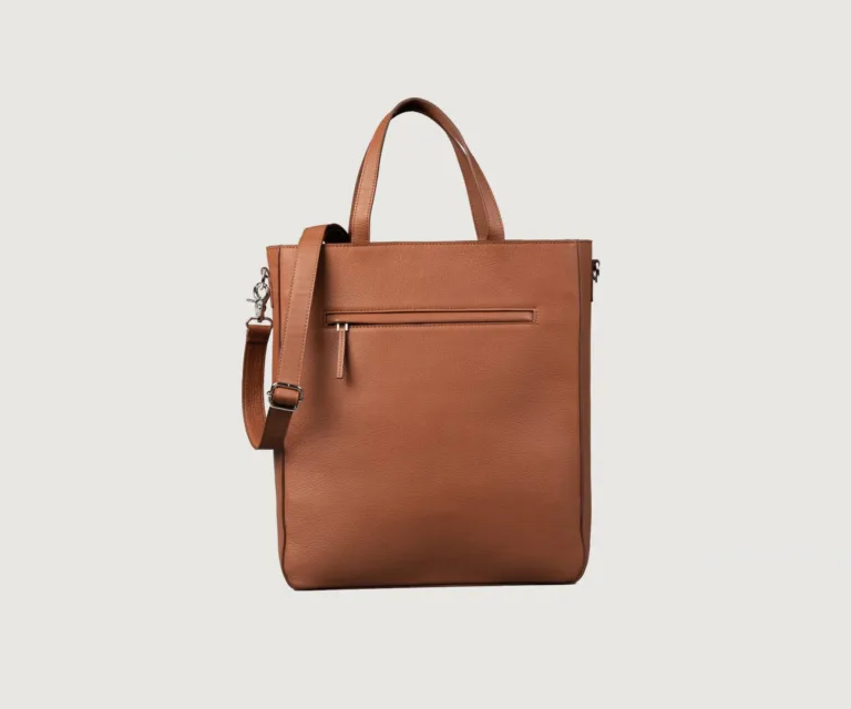 The Poet Brown Leather Tote Bag Luxury Handcrafted Leather Bag — Front Exterior Hero Presentation