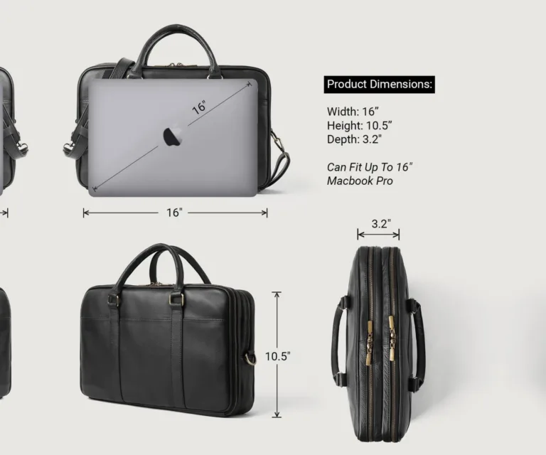 The Preston Black Leather Briefcase Luxury Handcrafted Leather Bag — Spacious Interior & Organization Layout