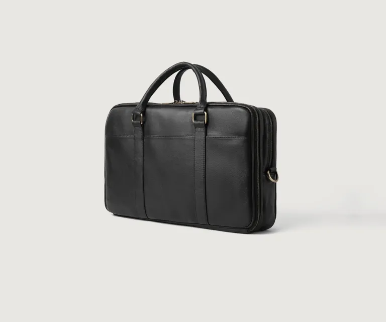 The Preston Black Leather Briefcase Luxury Handcrafted Leather Bag — Artisan Hardware & Zipper Craftsmanship