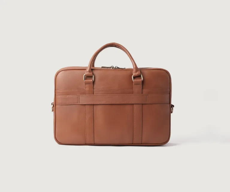The Preston Brown Leather Briefcase Luxury Handcrafted Leather Bag — Front Exterior Hero Presentation