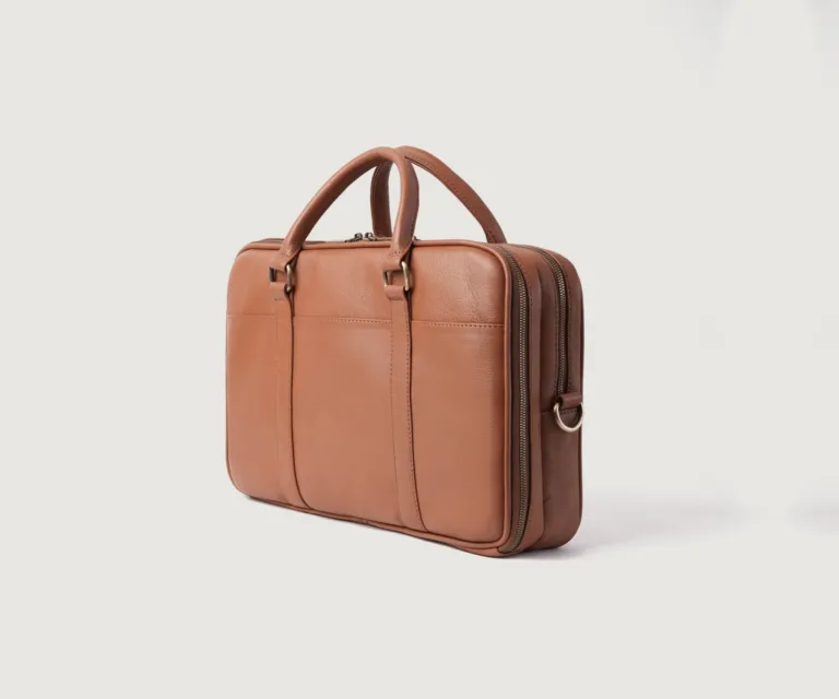 The Preston Brown Leather Briefcase Luxury Handcrafted Leather Bag — Artisan Hardware & Zipper Craftsmanship
