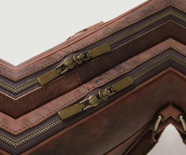 The Preston Vintage Distressed Brown Leather Briefcase Luxury Handcrafted Leather Bag — Artisan Hardware & Zipper Craftsmanship