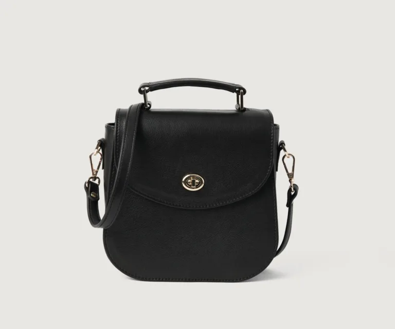 The Sandra Black Leather Saddle Bag Luxury Handcrafted Women's Bag — Front Exterior Hero Presentation