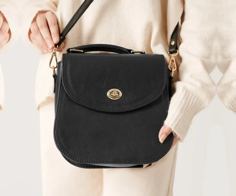 The Sandra Black Leather Saddle Bag Luxury Handcrafted Women's Bag — Artisan Hardware & Zipper Craftsmanship