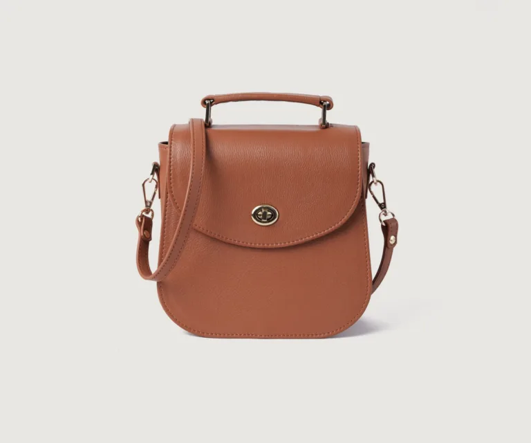 The Sandra Brown Leather Saddle Bag Luxury Handcrafted Women's Bag — Front Exterior Hero Presentation