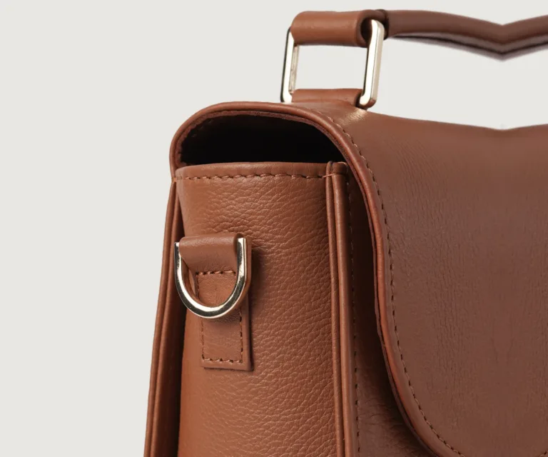 The Sandra Brown Leather Saddle Bag Luxury Handcrafted Women's Bag — Rear Profile & Shoulder Strap Reinforcement
