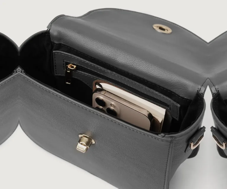 The Sandra Grey Leather Saddle Bag Luxury Handcrafted Women's Bag — Scale & Carrying Perspective Presentation