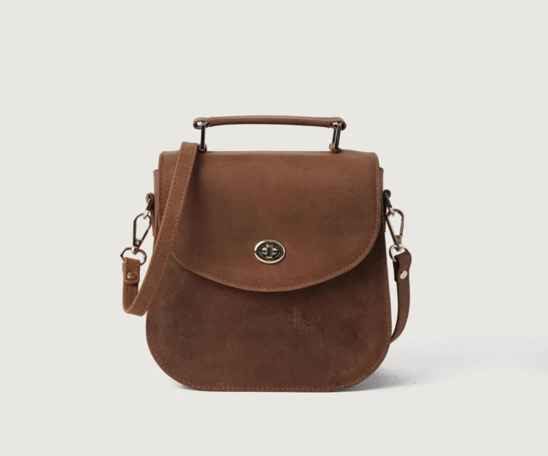 The Sandra Vintage Tan Leather Saddle Bag Luxury Handcrafted Women's Bag — Front Exterior Hero Presentation