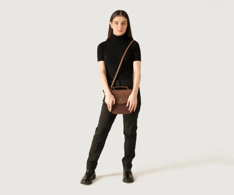The Sandra Vintage Tan Leather Saddle Bag Luxury Handcrafted Women's Bag — Three-Quarter Perspective & Silhouette