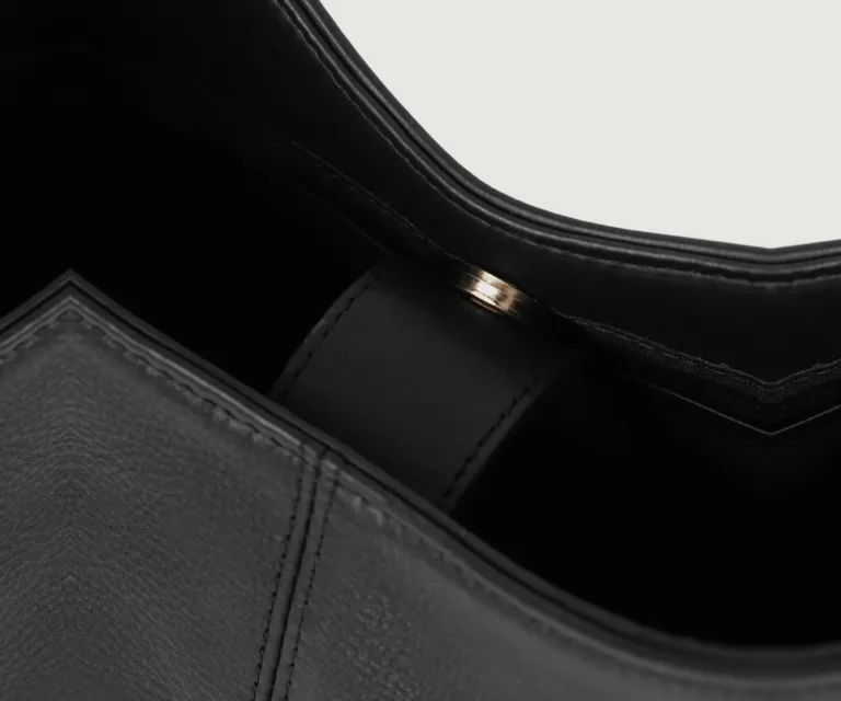 The Stefani Black Leather Hobo Bag Luxury Handcrafted Women's Bag — Rear Profile & Shoulder Strap Reinforcement