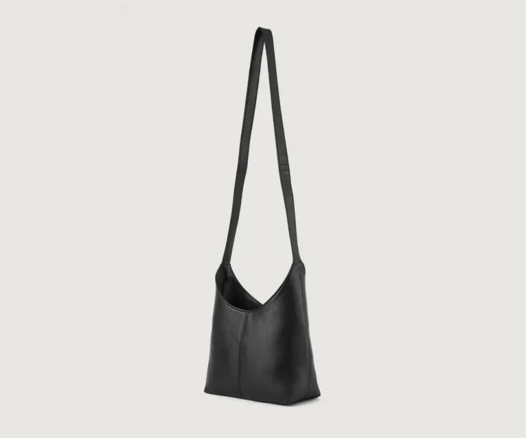 The Stefani Black Leather Hobo Bag Luxury Handcrafted Women's Bag — Scale & Carrying Perspective Presentation