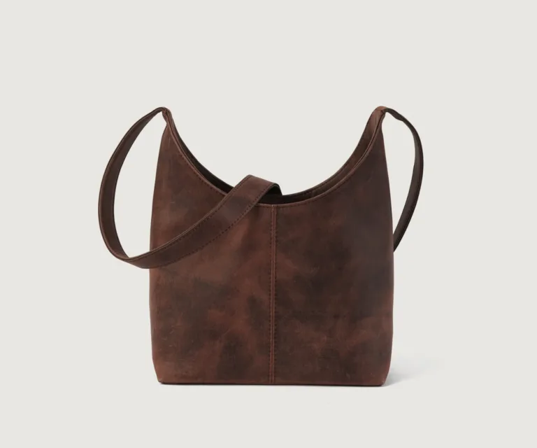 The Stefani Vintage Distressed Brown Leather Hobo Bag Luxury Handcrafted Women's Bag — Front Exterior Hero Presentation