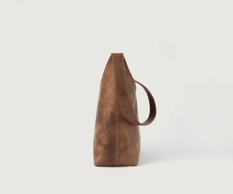 The Stefani Vintage Tan Brown Leather Hobo Bag Luxury Handcrafted Women's Bag — Scale & Carrying Perspective Presentation