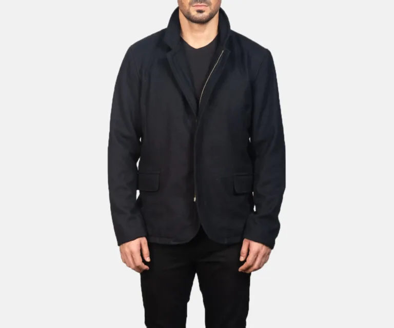 Thomas Black Wool Jacket — Rear Back View & Tailored Hemline