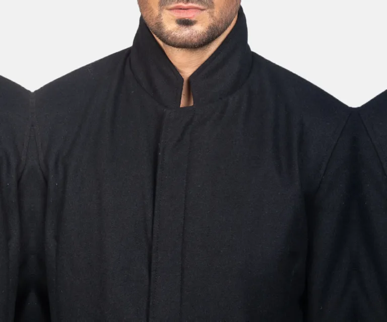 Thomas Black Wool Jacket — Full-Length Model Editorial Presentation