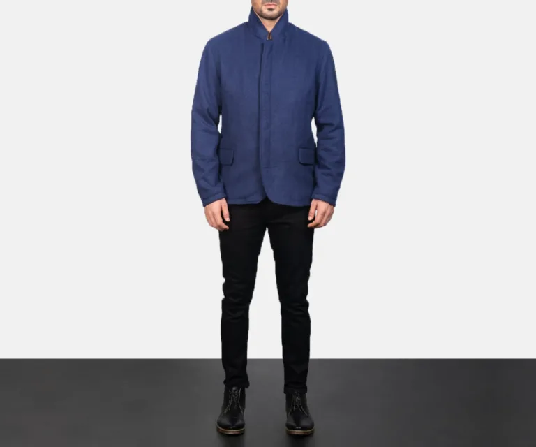 Thomas Blue Wool Jacket — Quarter Angle Profile & Contoured Sleeve Detail