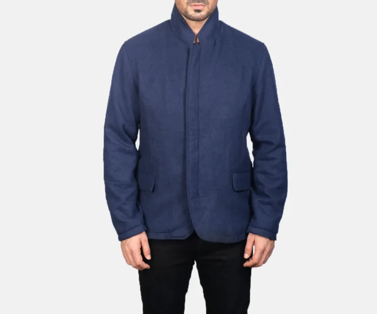 Thomas Blue Wool Jacket — Macro Detail Texture, Stitching & Hardware
