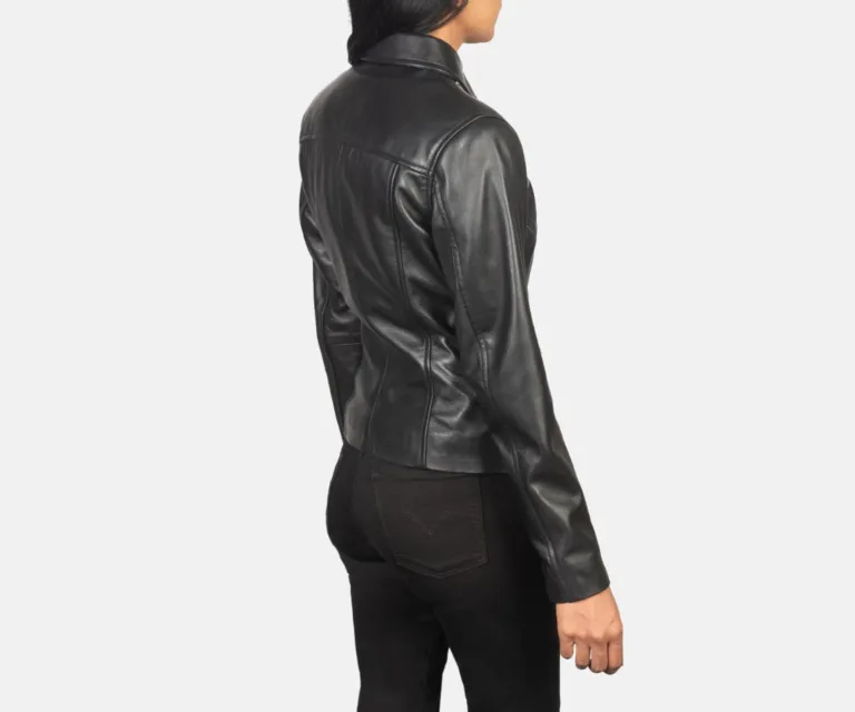 Tomachi Black Leather Jacket Luxury Women's Biker Jacket — Macro Hardware & Leather Grain