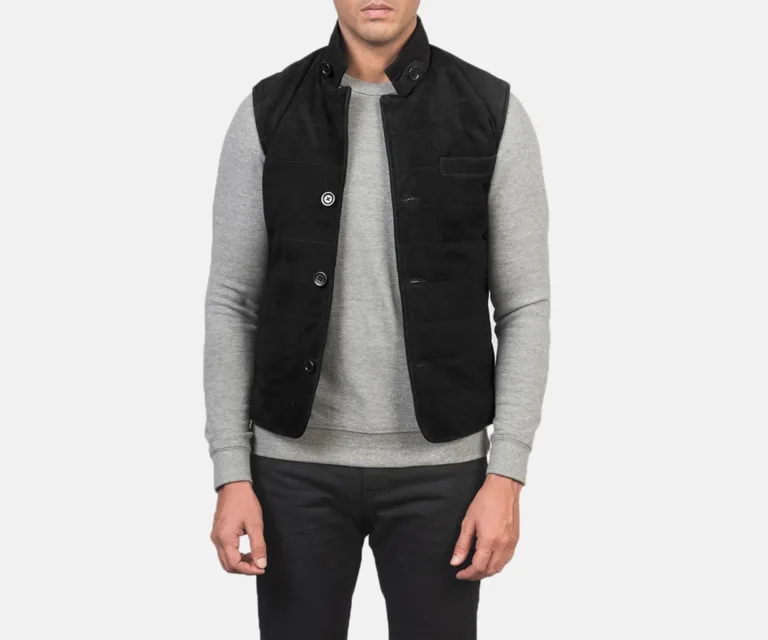 Tony Black Suede Vest — Front Open Hero Presentation