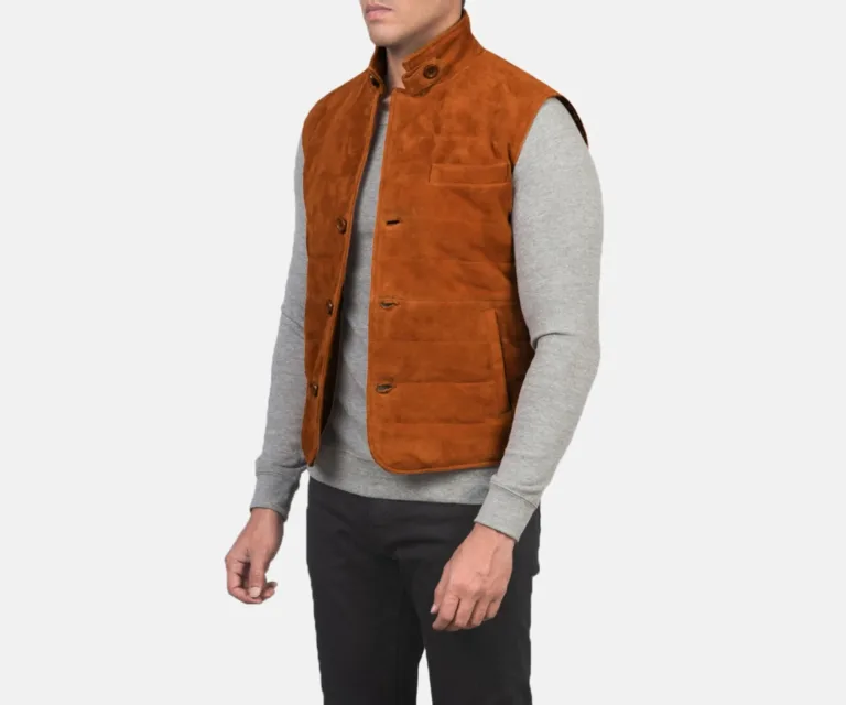 Tony Brown Suede Vest — Quarter Angle Profile & Contoured Sleeve Detail