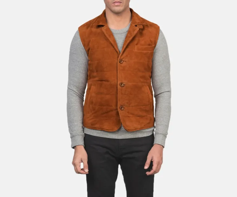 Tony Brown Suede Vest — Full-Length Model Editorial Presentation