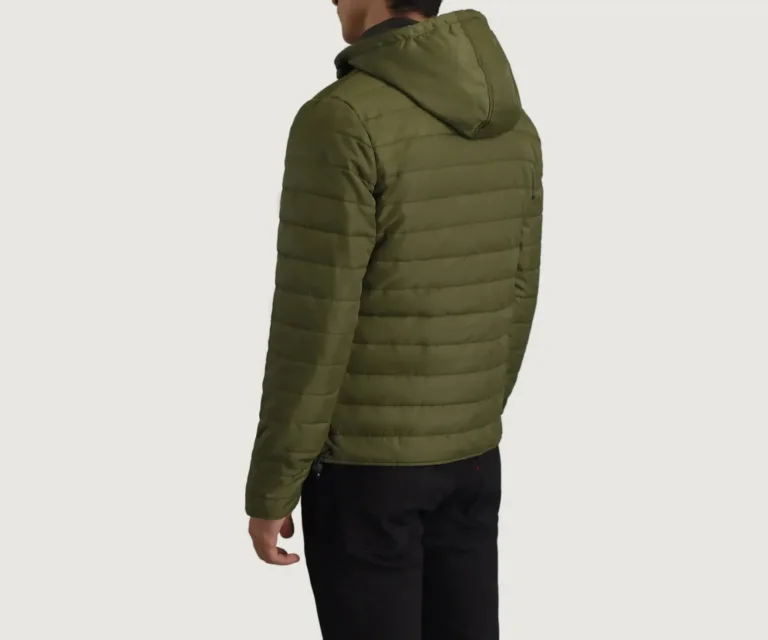 Tyler Green Hooded Puffer Jacket — Rear Back View & Tailored Hemline