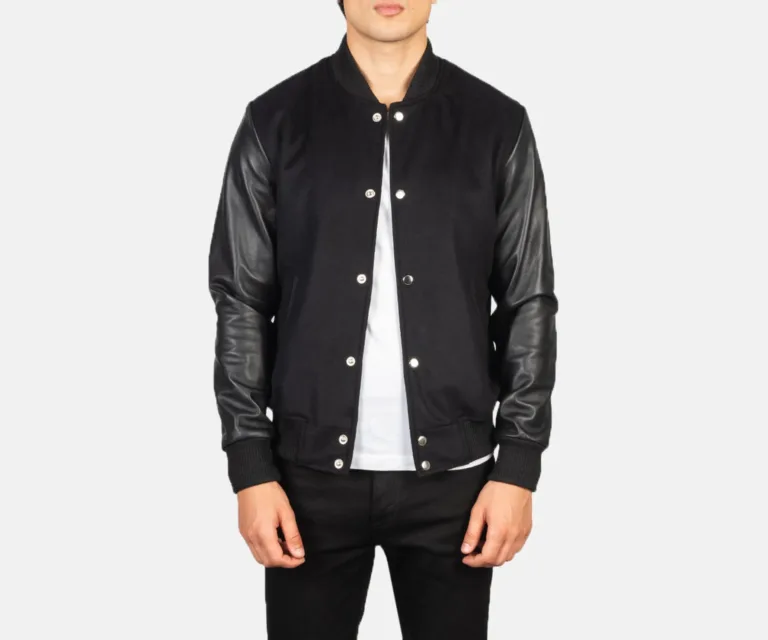 Vaxton Black Hybrid Varsity Jacket