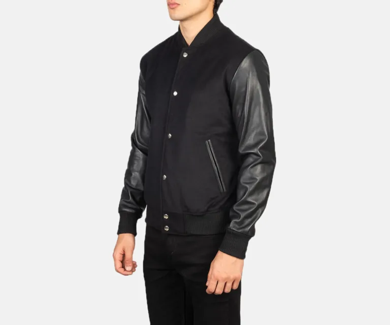 Vaxton Black Hybrid Varsity Jacket — view 2