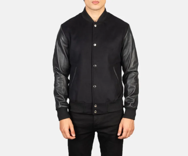 Vaxton Black Hybrid Varsity Jacket — view 4