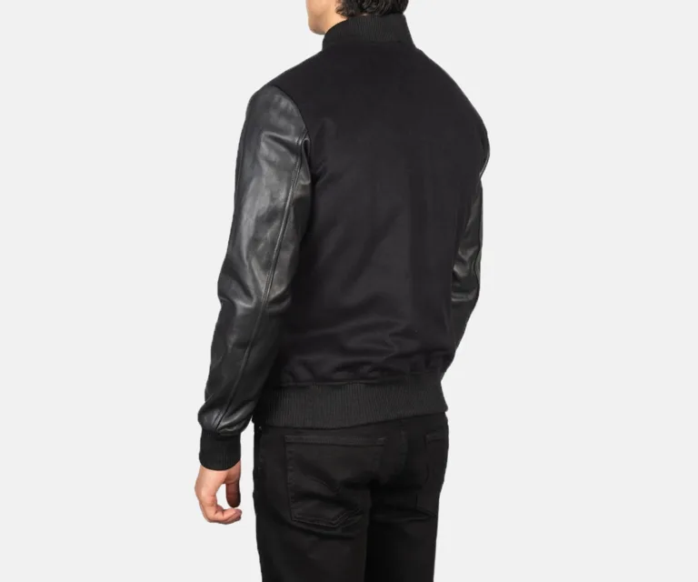 Vaxton Black Hybrid Varsity Jacket — view 5