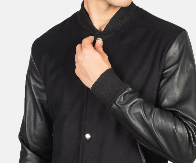 Vaxton Black Hybrid Varsity Jacket — view 6