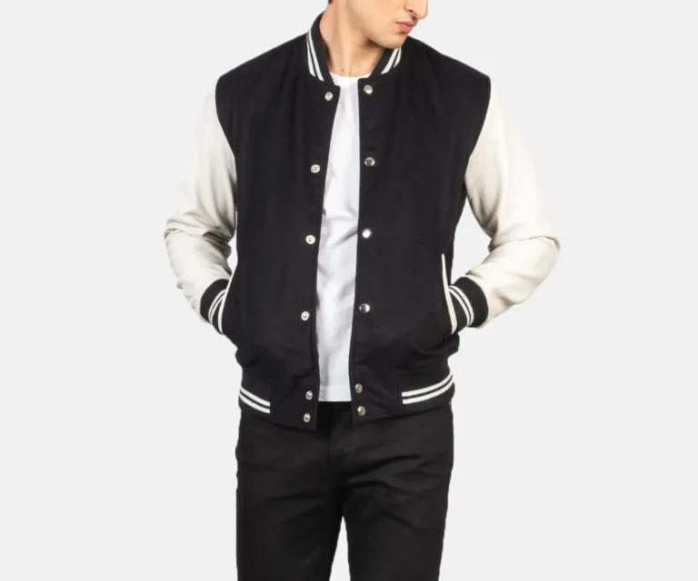 Vaxton Black & White Hybrid Varsity Jacket