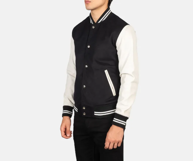 Vaxton Black & White Hybrid Varsity Jacket — view 2