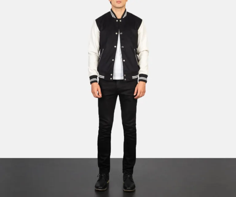 Vaxton Black & White Hybrid Varsity Jacket — view 3