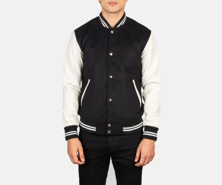 Vaxton Black & White Hybrid Varsity Jacket — view 4