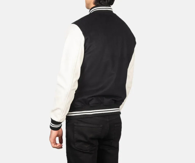 Vaxton Black & White Hybrid Varsity Jacket — view 5