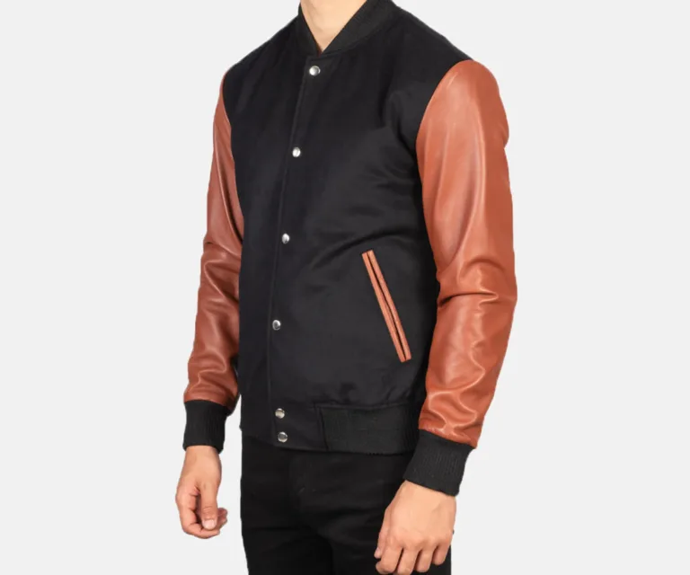 Vaxton Brown Hybrid Varsity Jacket — view 2