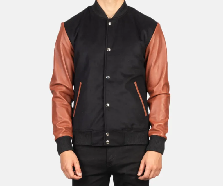 Vaxton Brown Hybrid Varsity Jacket — view 4