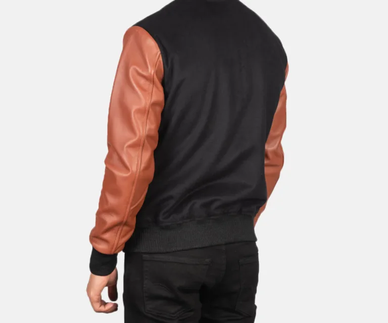 Vaxton Brown Hybrid Varsity Jacket — view 5