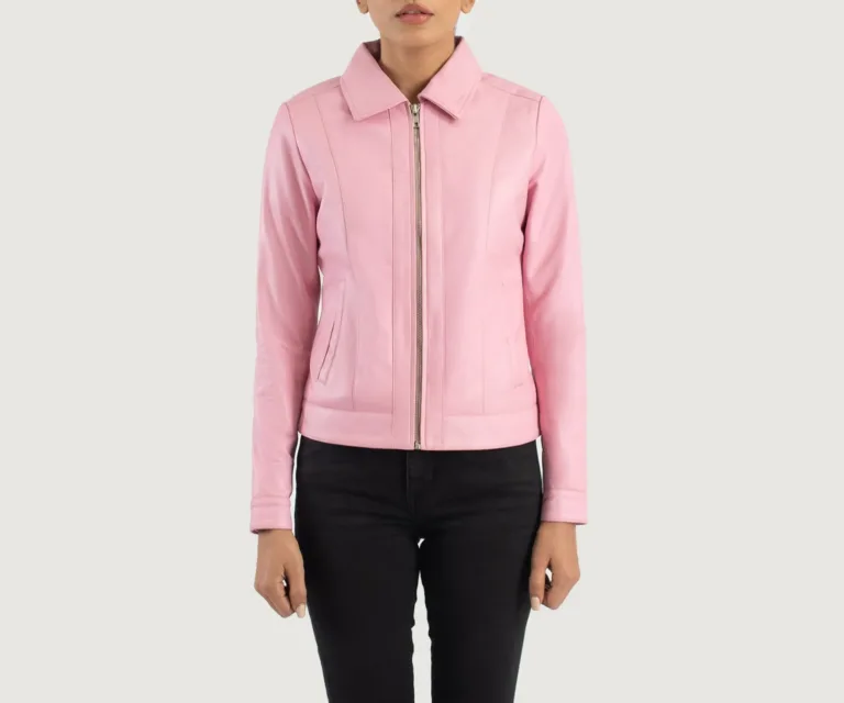 Vixen Pink Classic Collar Leather Jacket Luxury Women's Outerwear — Rear Profile & Tailored Seaming