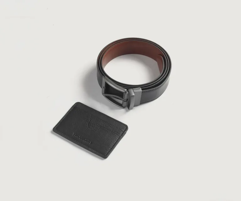 Voltor Black Leather Gift Set — Rear Profile View
