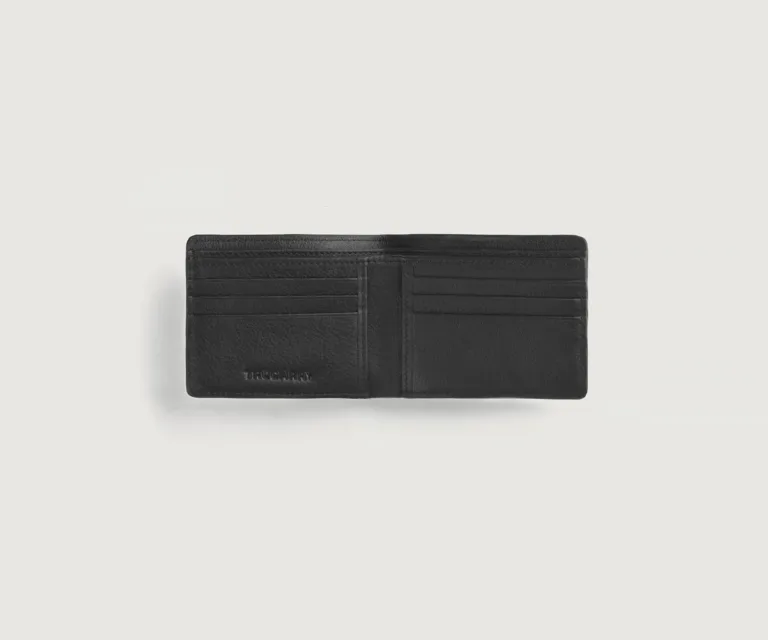 Voren Black Leather Bi-fold Wallet Luxury Handcrafted Leather Accessory / Gift — Burnished Edge Craftsmanship & Slim Profile