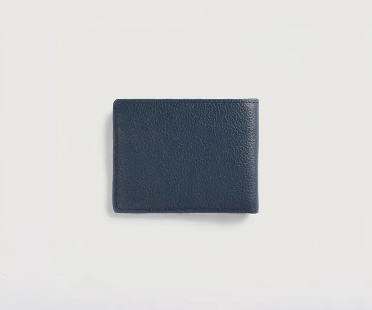 Voren Blue Leather Bi-fold Wallet Luxury Handcrafted Leather Accessory / Gift — Unfolded Internal Compartment Architecture
