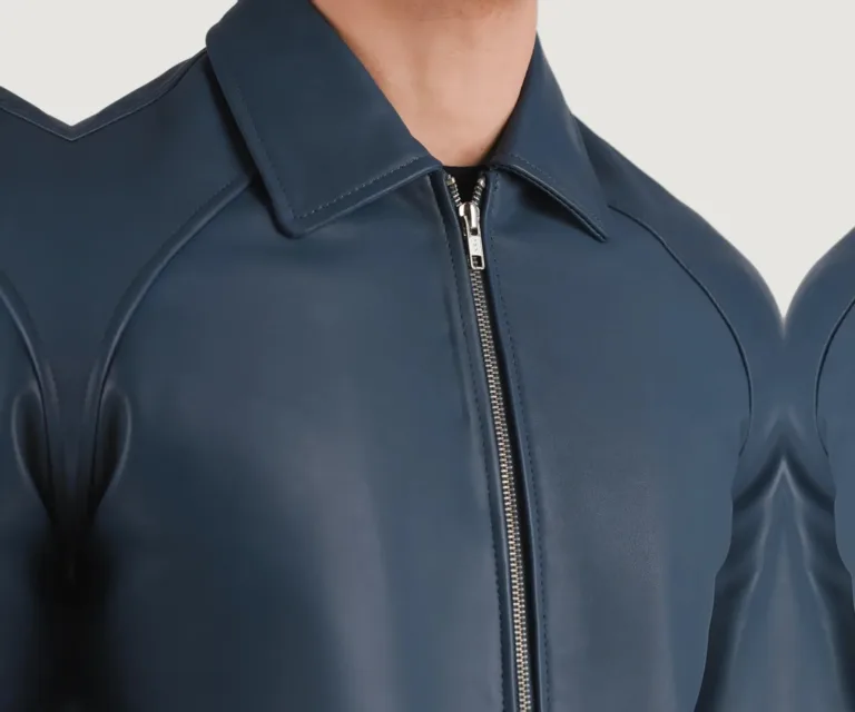 Walton Blue Leather Varsity Jacket — view 3